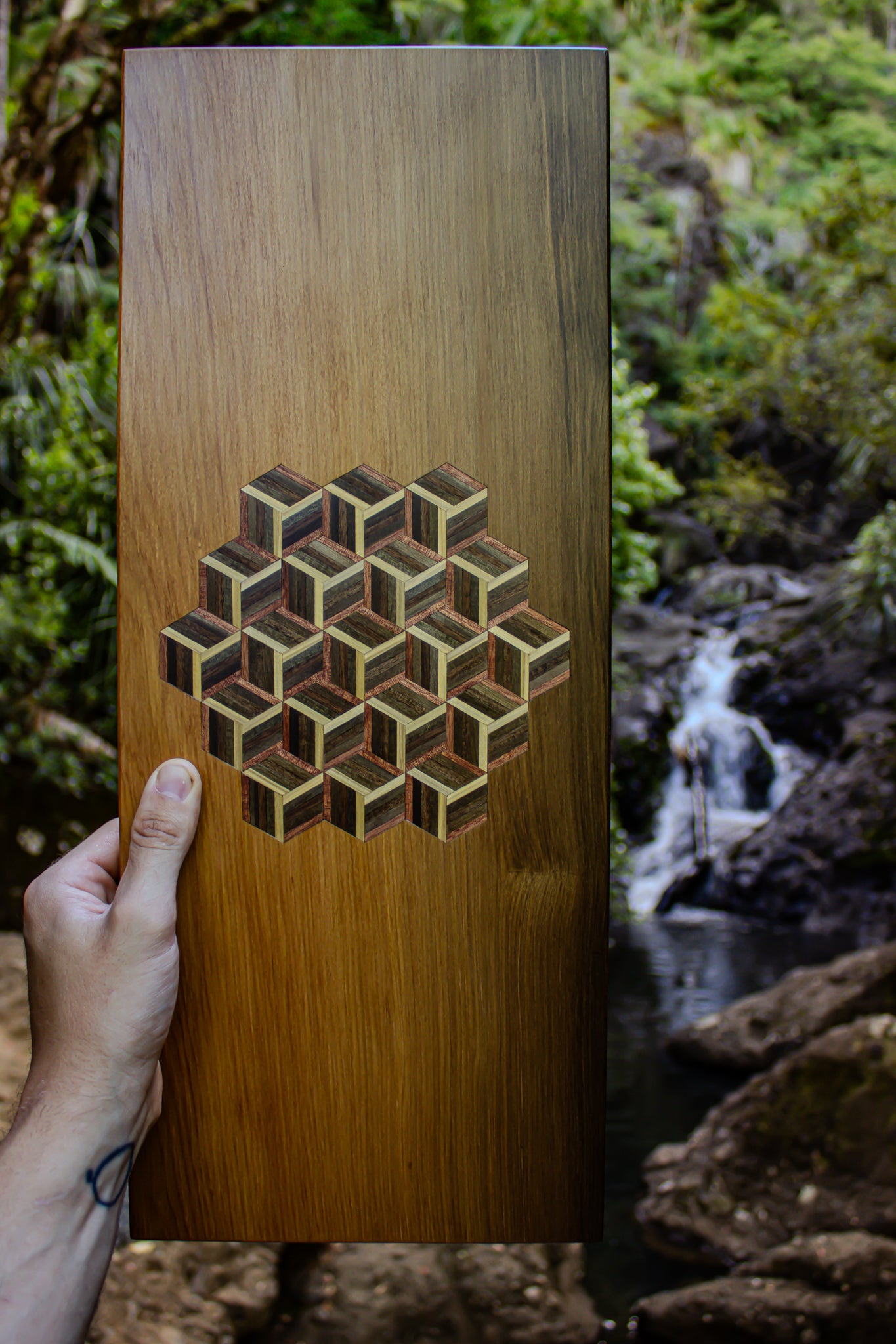 Watercolour River Matai Inlaid board