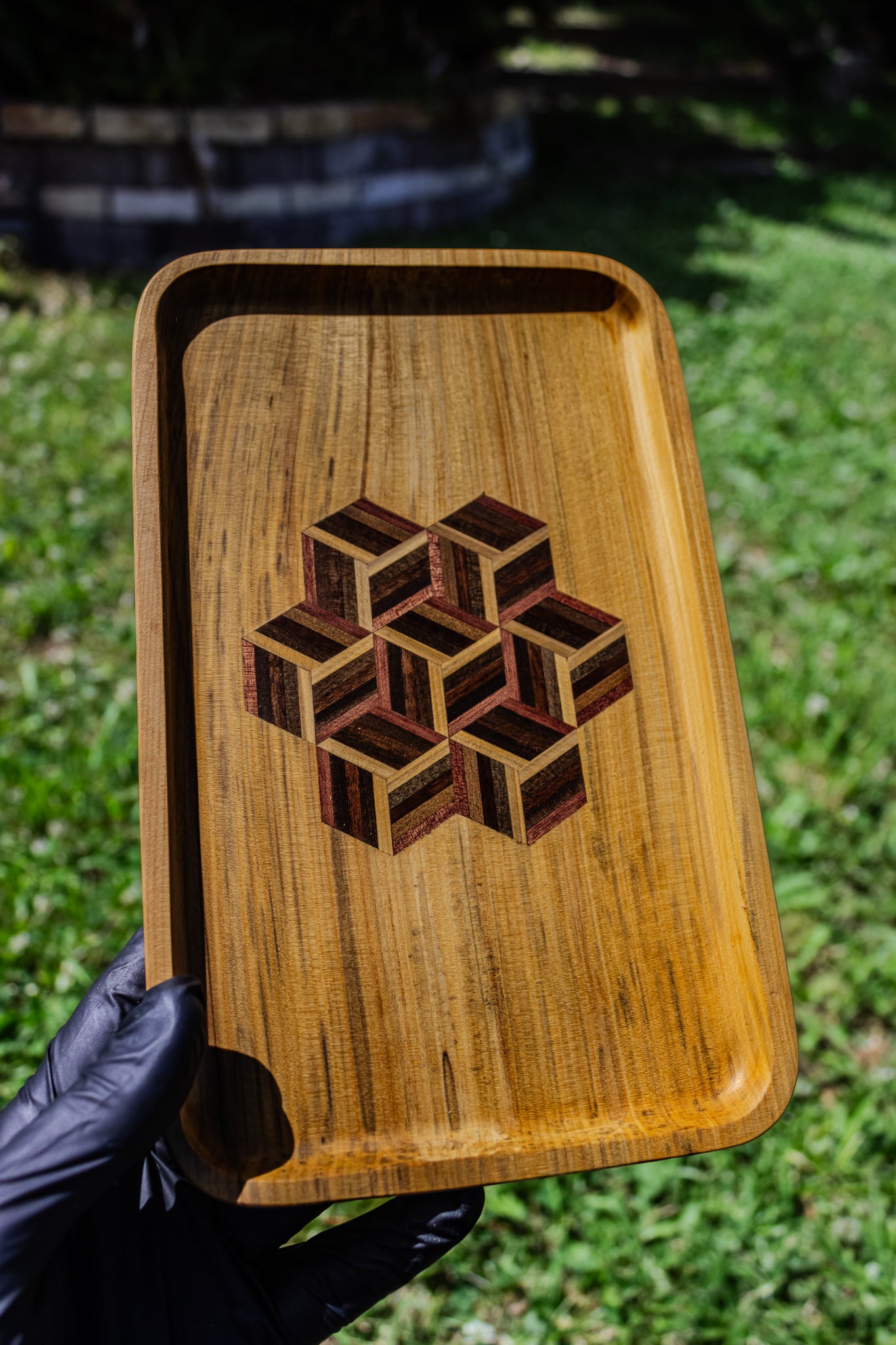 Watercolour River Kahikatea Inlaid Rolling Tray