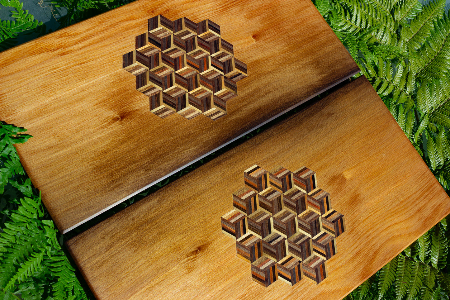 River Matai Geometric Inlaid Boards - Bookmatched Sister Set