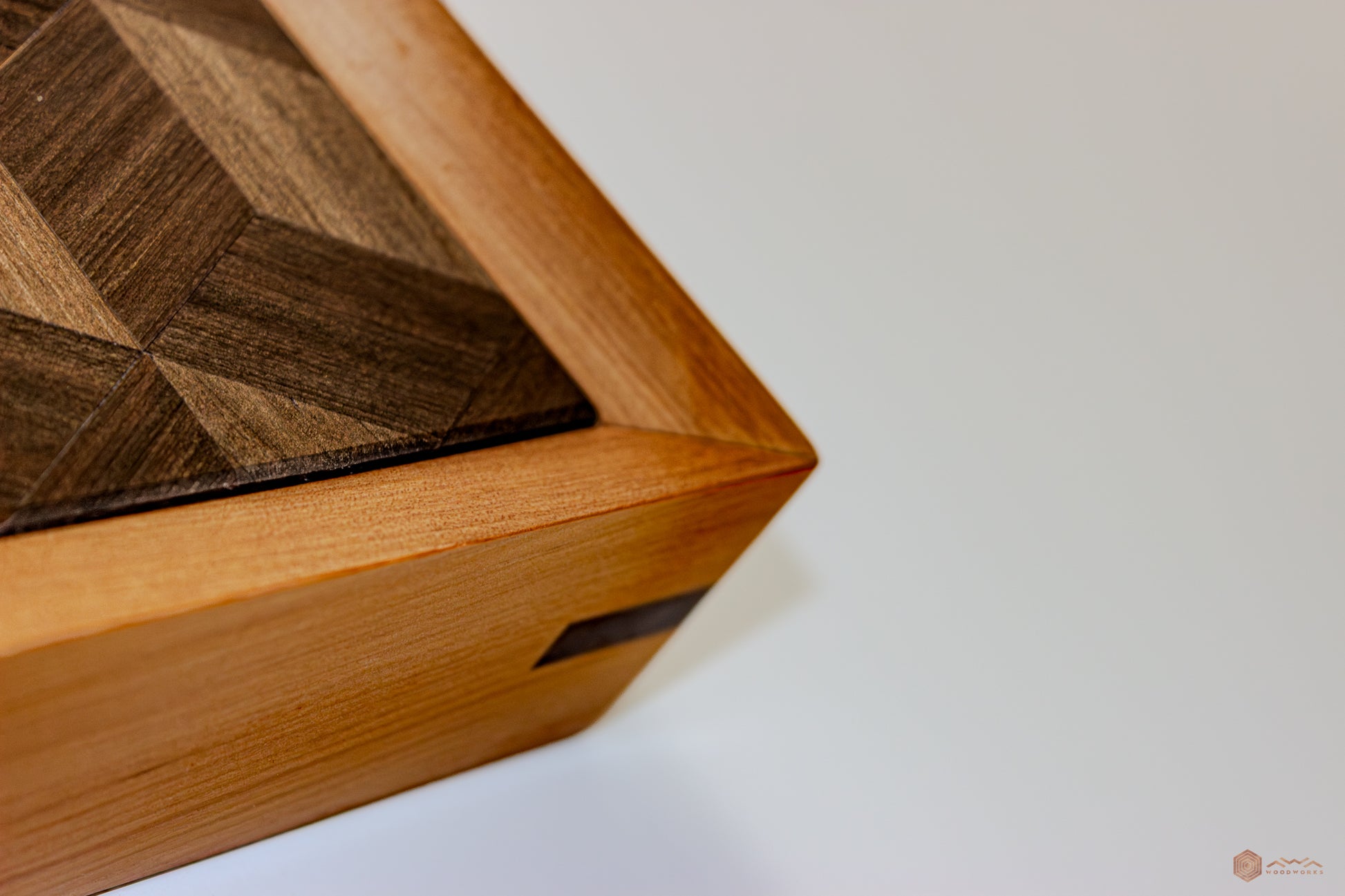 Reverse angle showing mitred corner and depth of Rima wall art